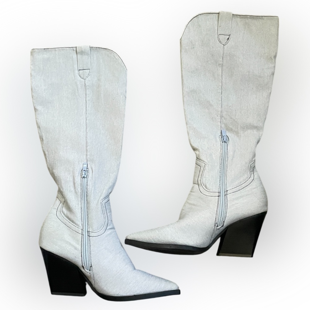 SheIn | Women’s Denim Western Boots – Light Blue Wash | FREE WITH PURCHASE